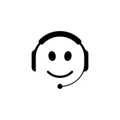 Call center or online friendly technical support 24-7 icon. Simple online help, phone assistant, video chat. Isolated symbol, for: illustration, outline, logo, app, design, web, ui, ux. Vector EPS 10 