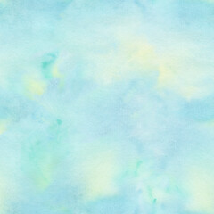 Seamless watercolor background. Blue, yellow, green, abstract, pattern.