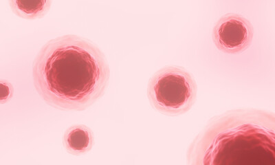 3D illustration. Red human microscopic cells