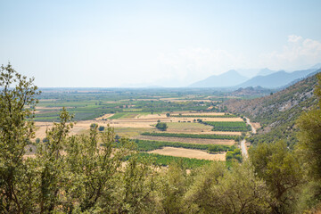 A magnificent travertine lowland view from the vicinity of Karain Cave near Antalya in Turkey