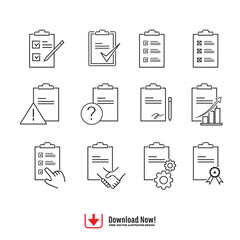 vector Set of Clipboard Related Vector Line Icons