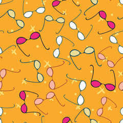 colorful glasses seamless vector pattern on yellow