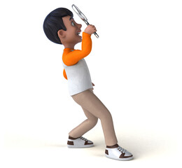 Fun 3D cartoon Asian teenager .