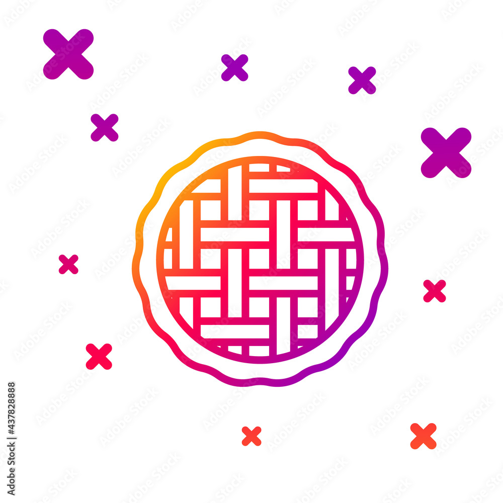 Poster color line homemade pie icon isolated on white background. gradient random dynamic shapes. vector