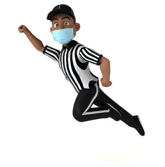 Fun 3D illustration of a black referee with a mask