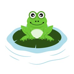 Frog Cartoon Simple Flat Design