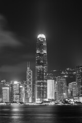 Night scenery of Victoria Harbor of Hong Kong city