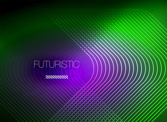 Neon color square shape lines abstract background. Shiny magic energy and motion concept, vector abstract wallpaper background