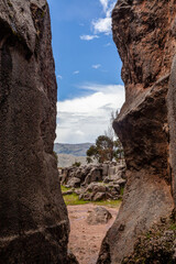 Exterior of the Q’enqo ritual cave close to Cuzco, Peru, South America