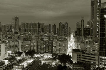 Night scenery of downtown district of Hong Kong city