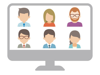 オンライン会議中のパソコンモニター