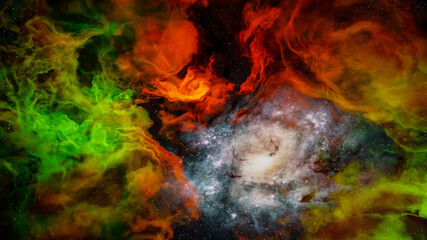 Obraz na płótnie Canvas Sci fi landscape cyberpunk style 3d render, Fantasy universe and galaxy cloud background.