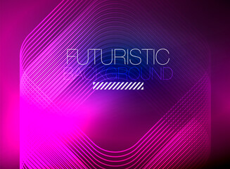 Naklejka premium Neon color square shape lines abstract background. Shiny magic energy and motion concept, vector abstract wallpaper background