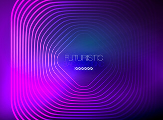 Neon color square shape lines abstract background. Shiny magic energy and motion concept, vector abstract wallpaper background