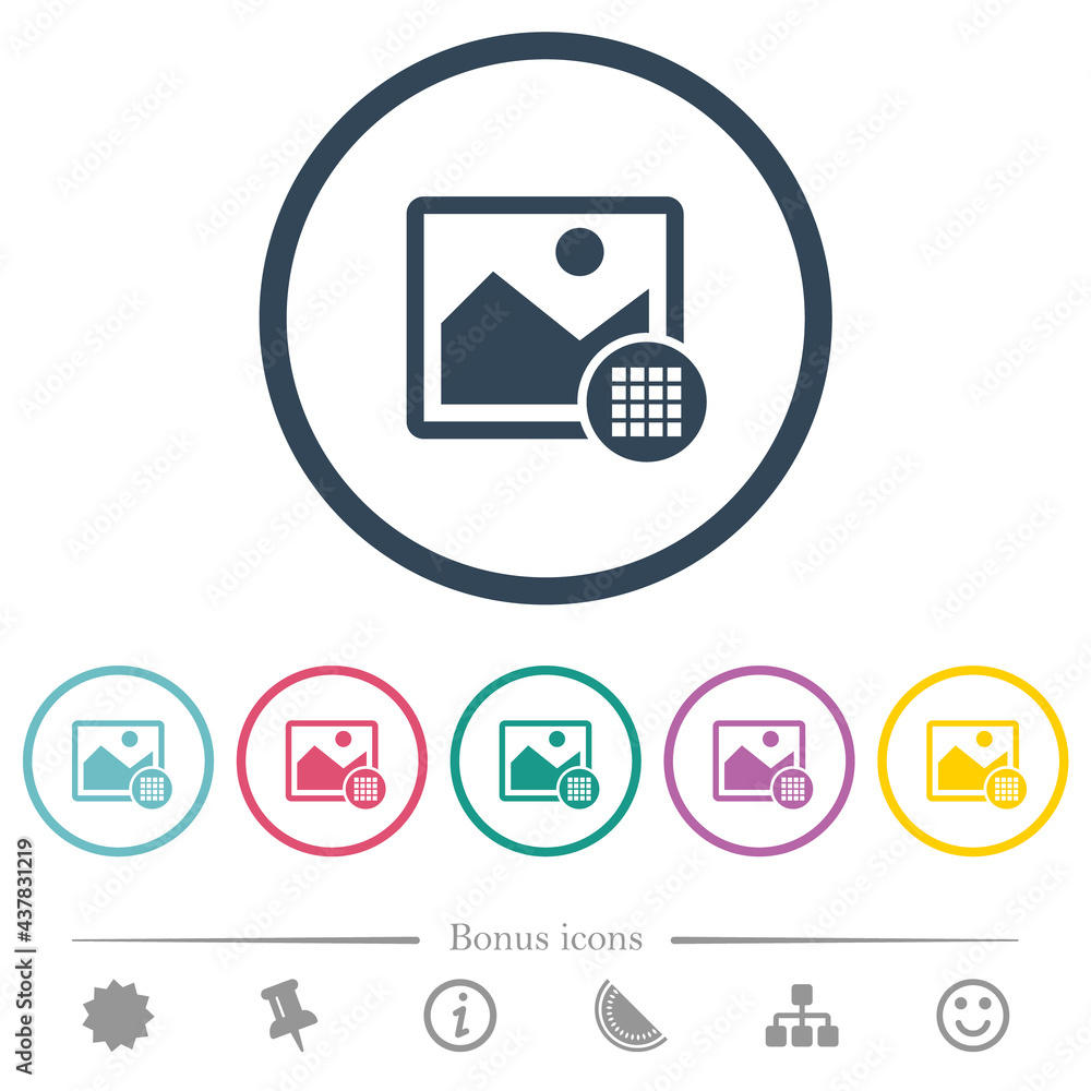 Poster image color palette flat color icons in round outlines
