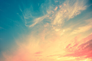 Colorful cloudy flaming sky at sunset. Gradient color. Sky texture. Abstract nature background