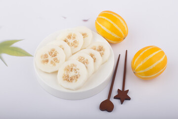 Korean Melon or oriental malon on white background.