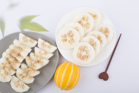 Korean Melon or oriental malon on white background.