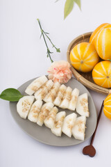 Korean Melon or oriental malon on white background.