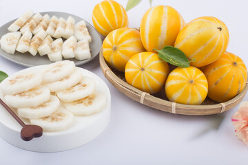 Korean Melon or oriental malon on white background.