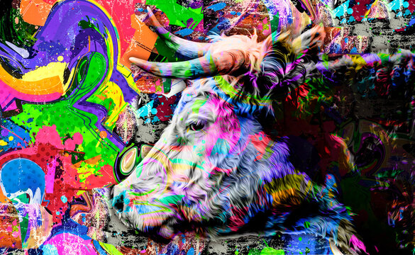 Fototapeta Cows on a abstract Background
