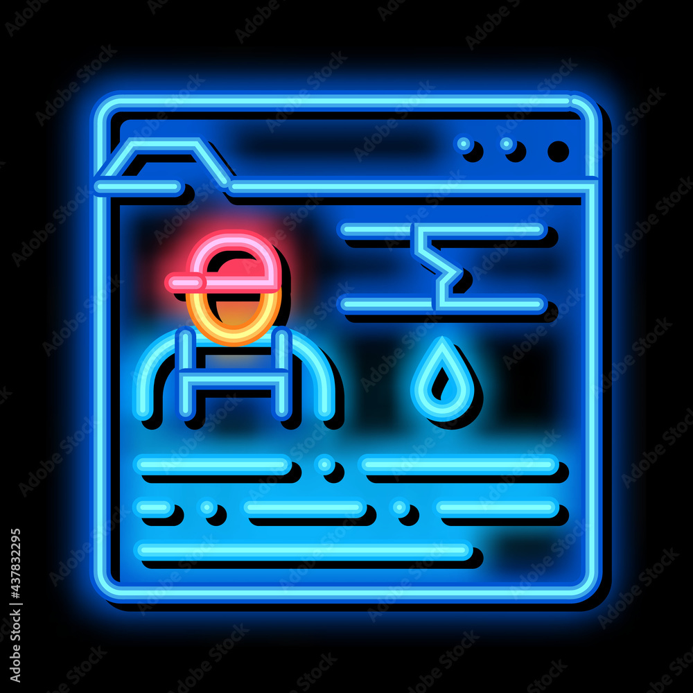 Canvas Prints plumber web site neon light sign vector. glowing bright icon plumber web site sign. transparent symb