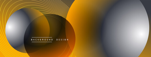 Gradient circles with shadows. Vector techno abstract background. Modern overlapping forms wallpaper background, design template
