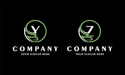 Alphabet logo design inspiration collection set of green letters eco logo with creative leaves. icon for business luxury, elegant, simple.