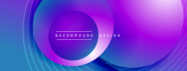 Fototapeta na wymiar Gradient circles with shadows. Vector techno abstract background. Modern overlapping forms wallpaper background, design template