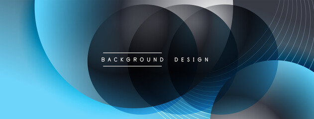 Gradient circles with shadows. Vector techno abstract background. Modern overlapping forms wallpaper background, design template