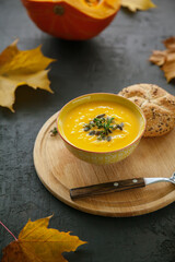 Vegan homemade pumpkin soup