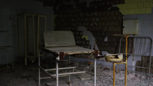 Prypiat Chernobyl Ukraine - Inside a now long abandoned Hospital facility where fittings slowly decay - Ruinous remains from the Chernobyl Nuclear Accident of 1986