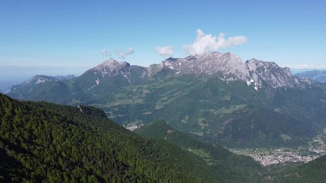 Aerial panorama of the Grigne in Valsassina, Lombardy Italy
