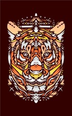tiger head tattoo with ethnic style illustration