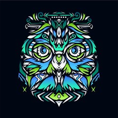 owl with ethnic style illustration