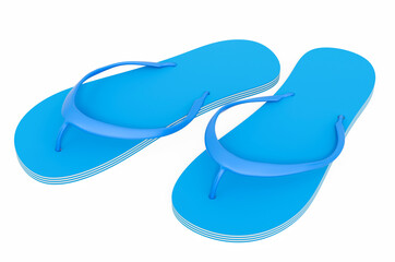 Blue flip-flops, 3D rendering