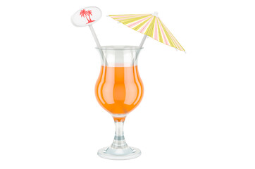 Cocktail with umbrella, 3D rendering