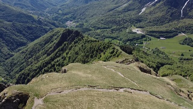 Aerial panorama near the Piani di Bobbio, Western Orobie Trail in Valsassina. Passo del Toro