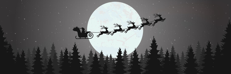 Santa Claus with reindeer fly high © picoStudio