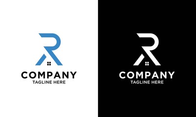 Letter R in vector for Real Estate, Property and Construction Logo design for business company sign. Minimal logo design template on white background.