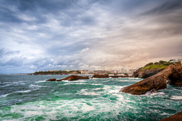 biarritz urban skyline with nice clouds