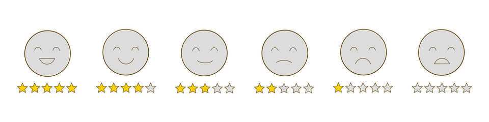 Star rating - collection of rating emotion faces flat style /  satisfaction scale with emoticon faces