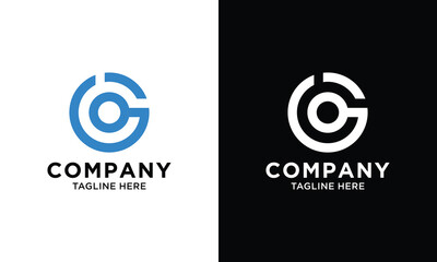 Abstract circle line art logo. letter G tech logo template