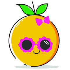 Vector beautiful orange with beautiful orange face using pink glasses and ribbon.