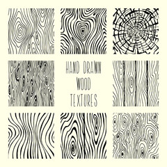 Vector set isolated patterns. Wood background. Hand drawn wooden texture. Wood plank sketch drawing surface pattern. 