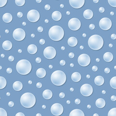 Seamless pattern with pearl beads blue background