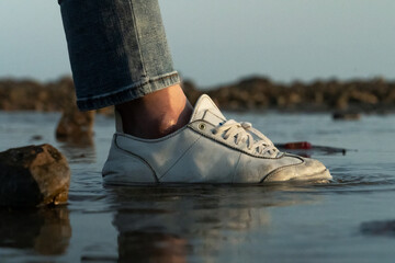 walking on the beach