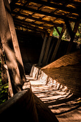 Old and abandoned wooden bobsleigh and luge track in Murjani, Latvia