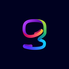 Number nine logo made of multicolor gradient neon line.