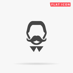 Mustached Man flat vector icon. Hand drawn style design illustrations